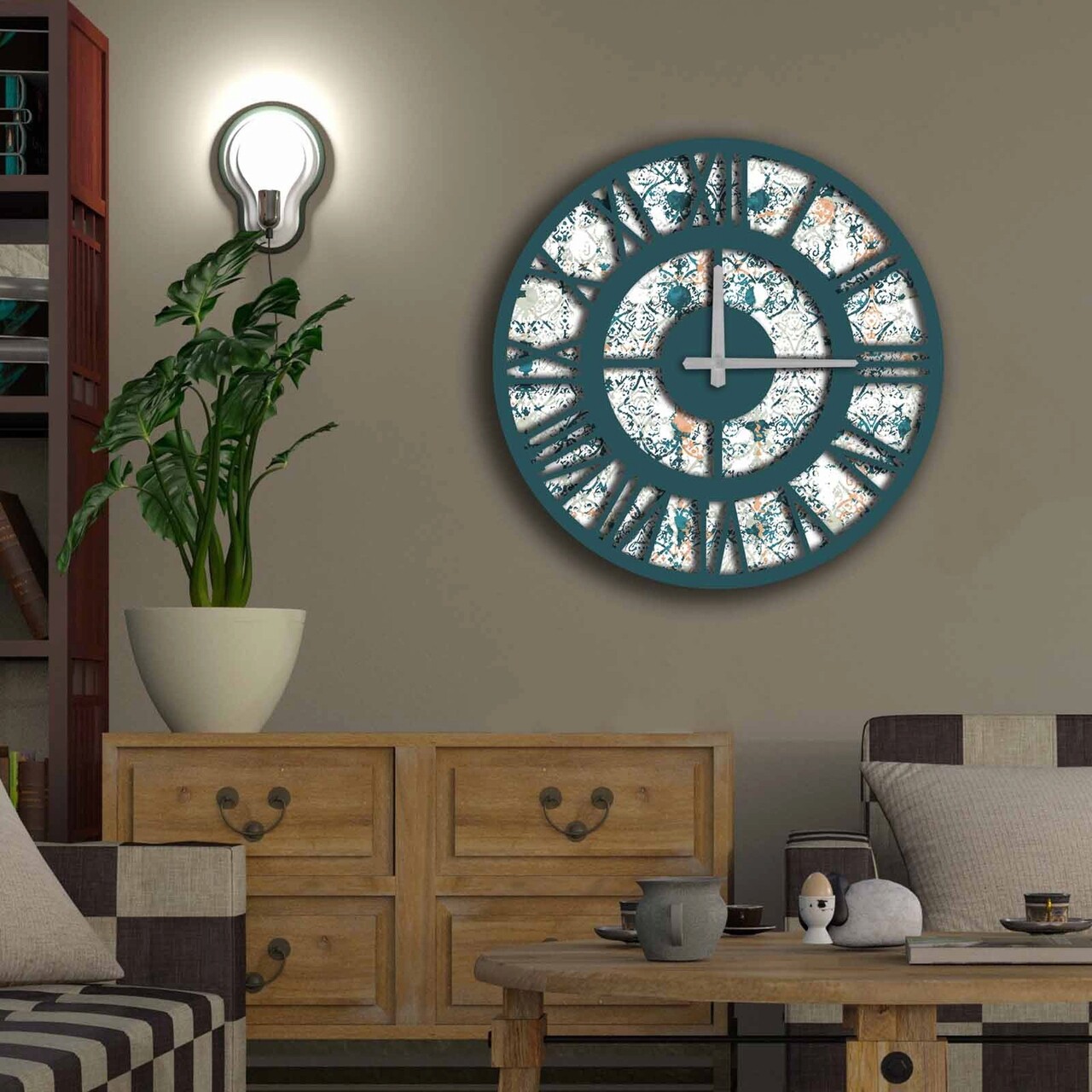 Ceas de perete, 5050MS-088, ø50 cm, Multicolor - imagine 3